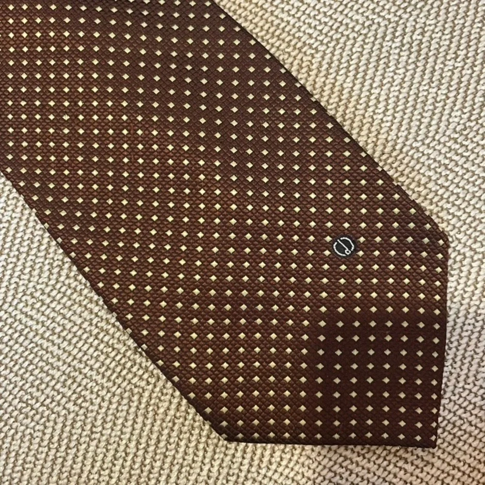 Dunhill Silk Tie Mens Brown Gold Geometric Diamond Designer Luxury Dapper Office
